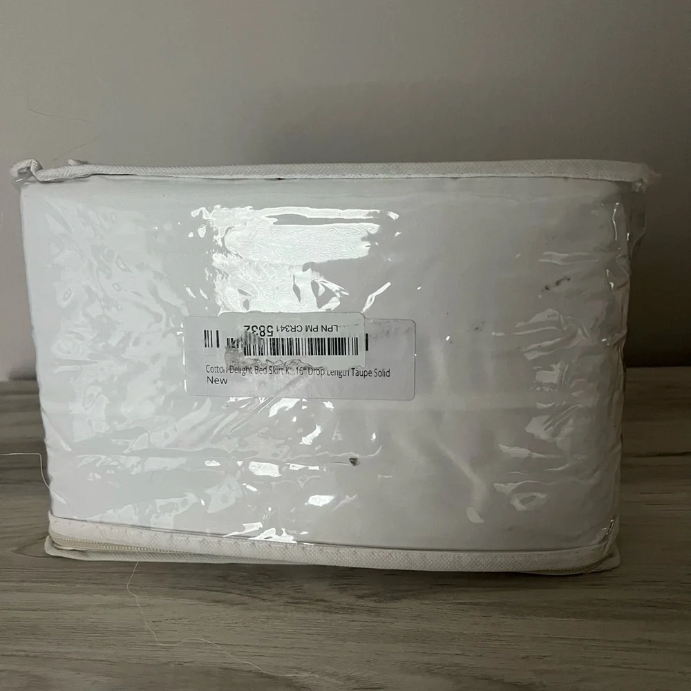 100% Cotton Delight Bed Skirt King Size Size 16” drop Taupe Solid